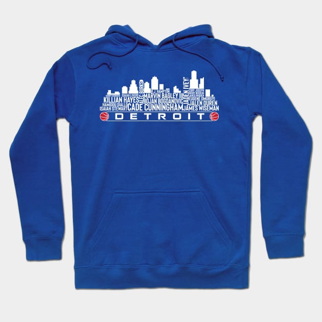 Detroit Basketball Team 23 Player Roster, Detroit City Skyline Hoodie by Legend Skyline